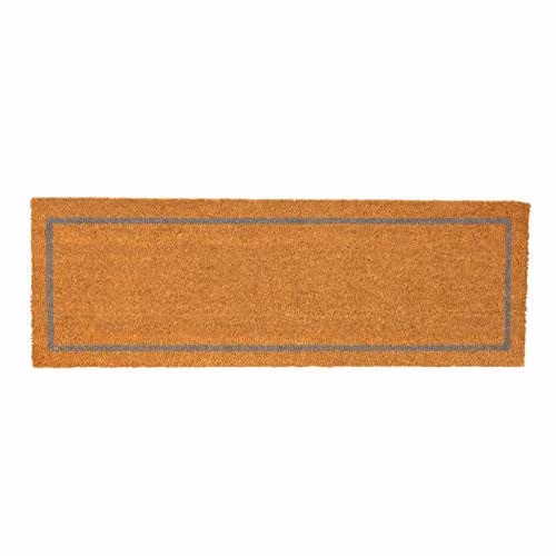 Nicola Spring Coir Door Mat with Grey Inset and Brown Backing, W/D: 120 x 40 cm