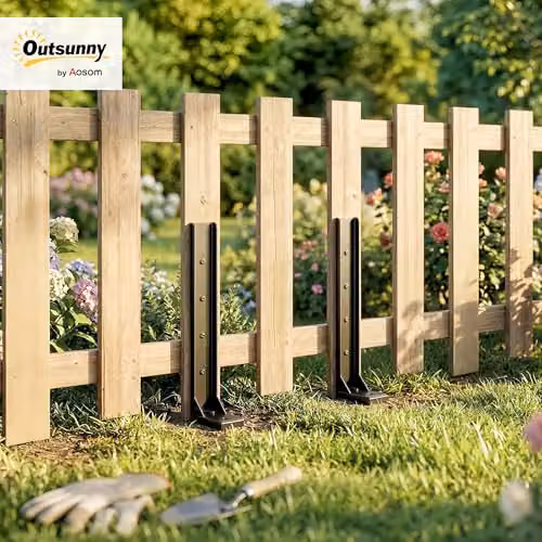 Outsunny 2 Pack Black Metal Fence Post Repair Kit, Height: 81 cm – 2