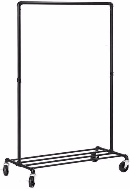 Pirlo Plush Matt Black Metal Clothes Rail with Continuous Linear Rail