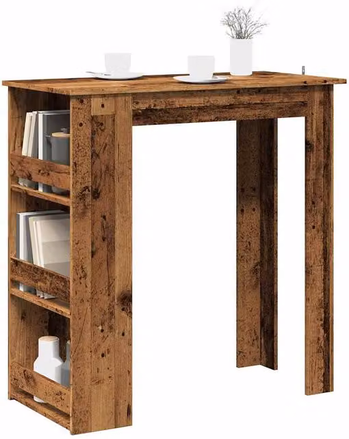 Berkfield Home Bar Table with Storage Rack in Brown, W/D/H: 102 x 50 x 103.5 cm – 1