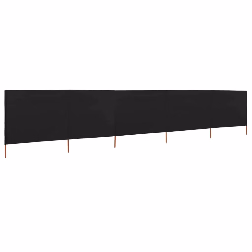 Berkfield Home 5-Panel Fabric Wind Screen, Black, W: 600 cm, H: 120 cm – 2