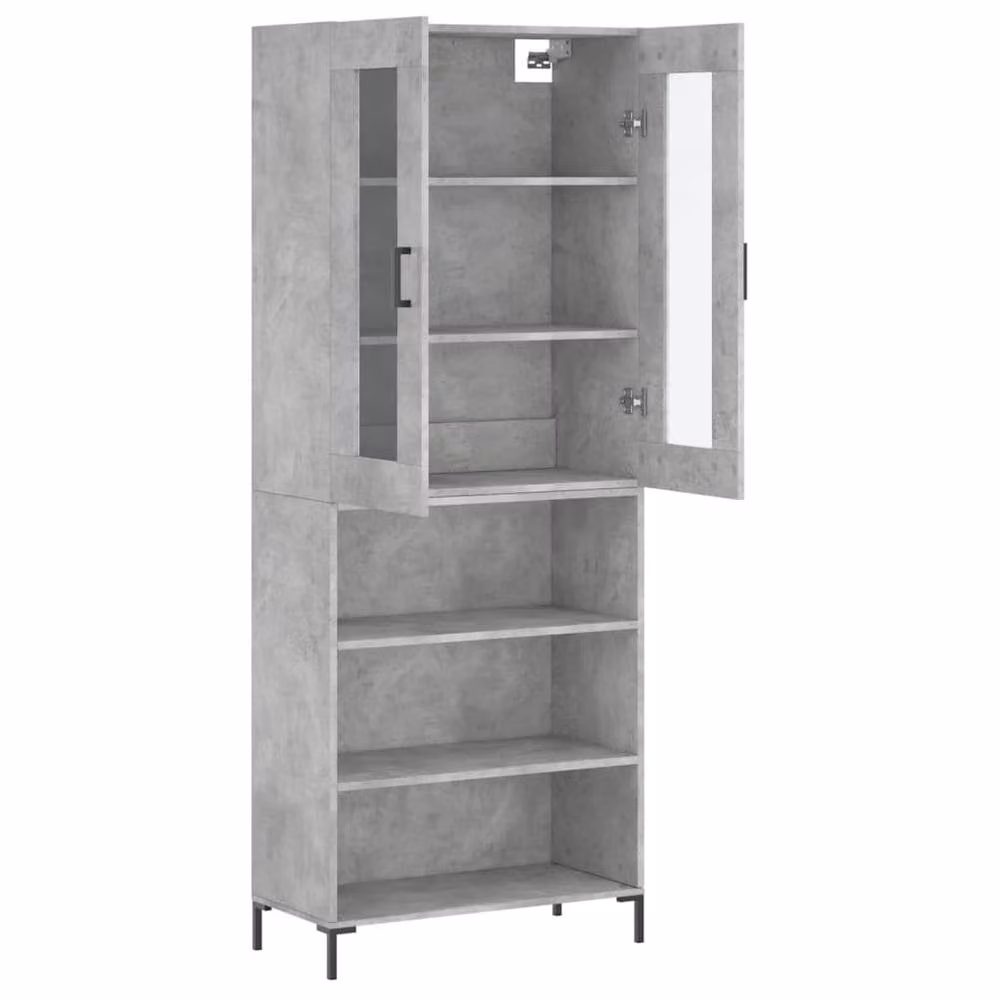 Berkfield Home Highboard in Concrete Grey with Glass Doors, W/D/H: 69.5 x 34 x 180 cm – 3