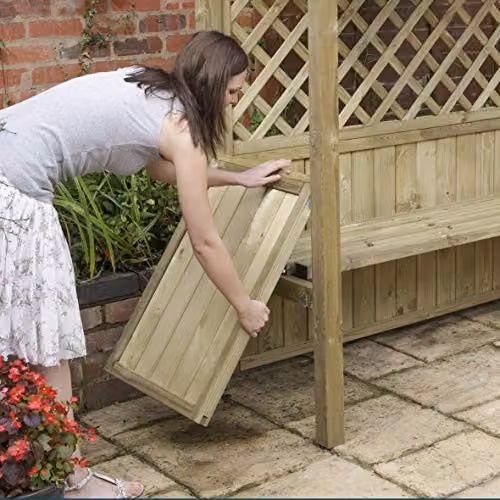 Rowlinson Party Arbour and Barbeque Shelter in Brown Rustic Timber, W/D/H: 240 x 129 x 181 cm – 3