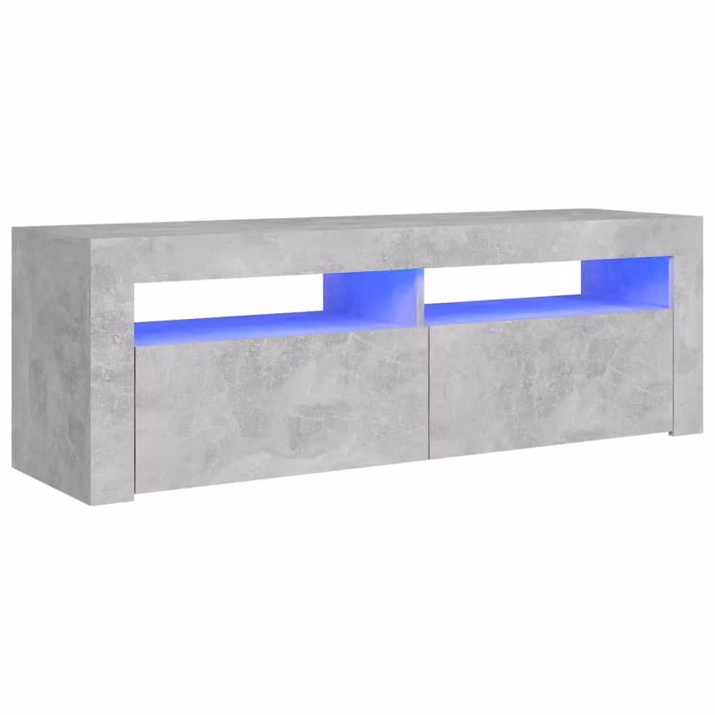 Berkfield Home Modern TV Cabinet with LED Lights in Concrete Grey, W/D/H: 120 x 35 x 40 cm – 2