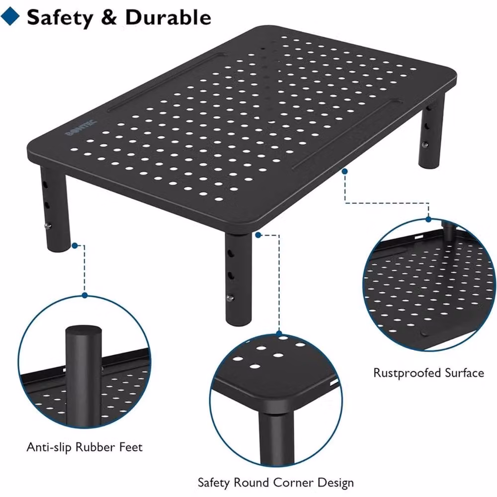 NESTLUNE Black Metal Mesh Monitor Riser Stand, W/D: 100 x 100 cm – 6