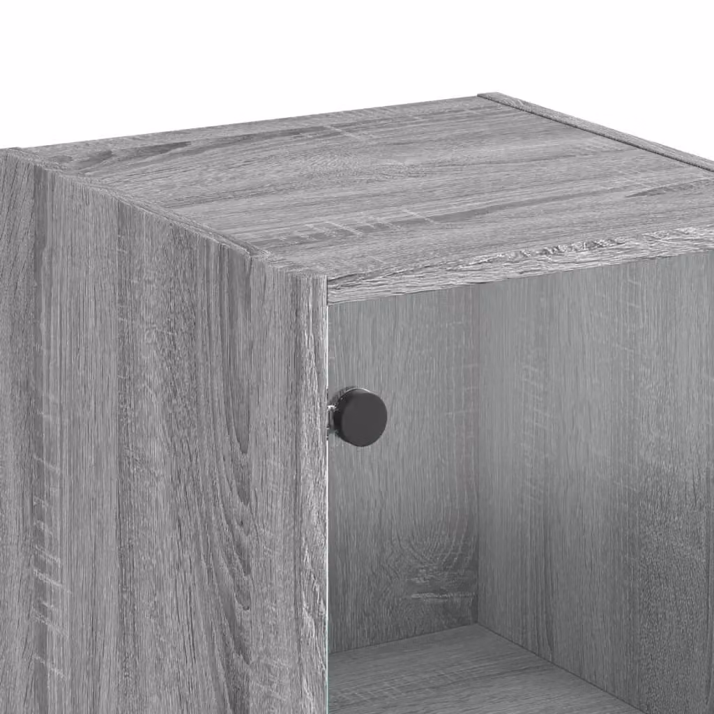 Berkfield Home Highboard with Glass Doors in Grey Sonoma, W/D/H: 35 x 37 x 142 cm – 4