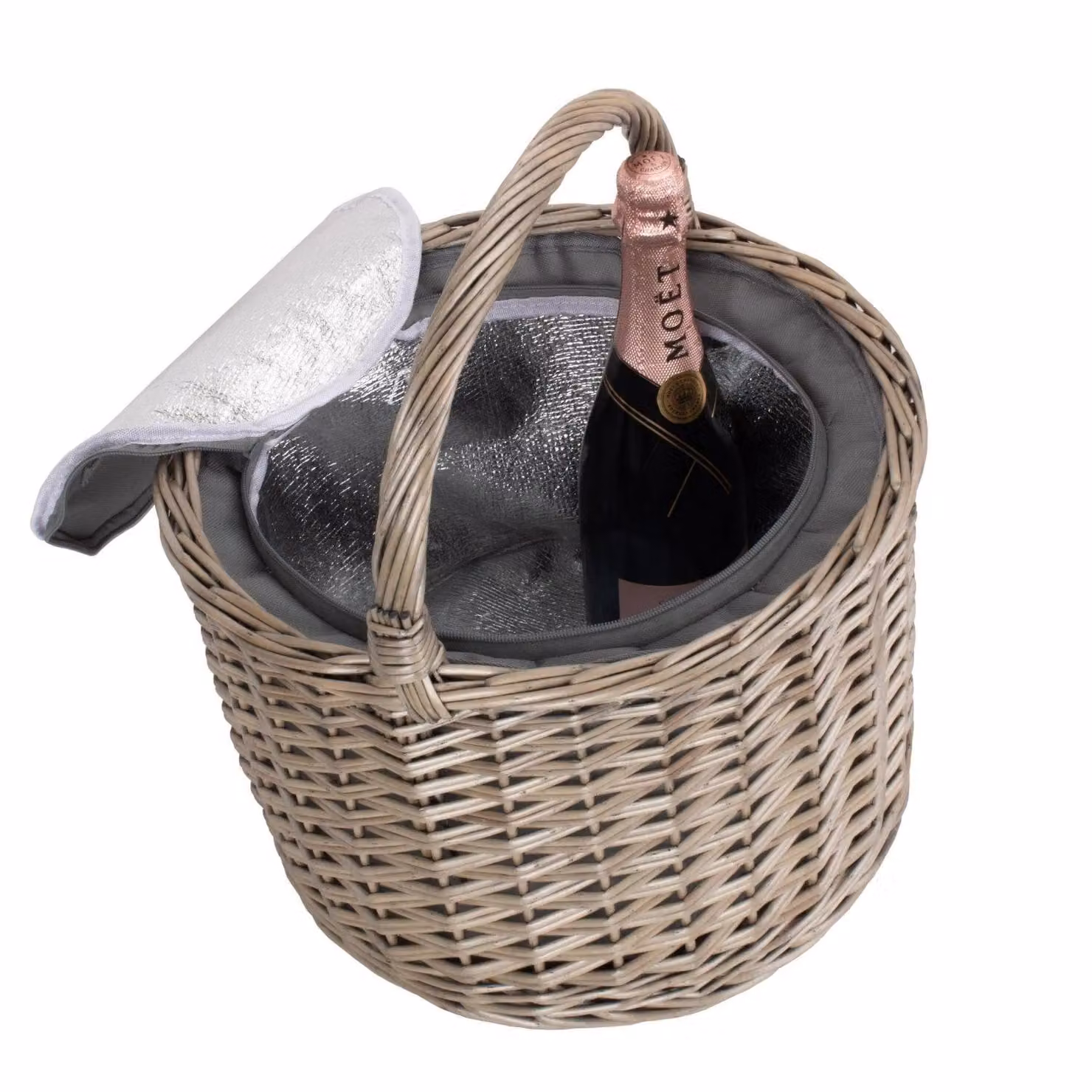 Red Hamper Wicker Round Picnic Basket in Red and Grey – 2