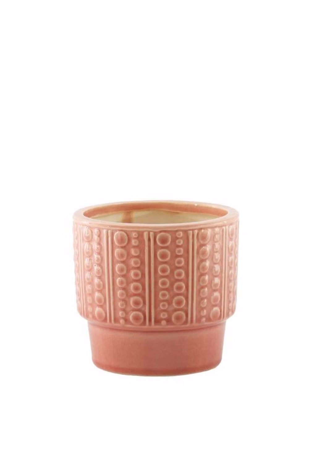 KDMD Hortus Salmon Pink Warwick Dimple Ceramic Pot, 2 Pack, H 11.5 cm x Dia 12.5 cm – 2
