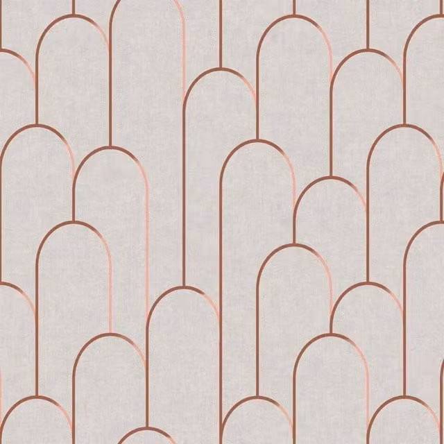Decoprint Moments Geometric Scallop Wallpaper Arches in Beige and Copper Vinyl