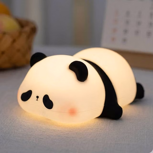 Dragodirect Panda Pat LED Night Light, White Silicone Touch Sleep Lamp for Children – 1