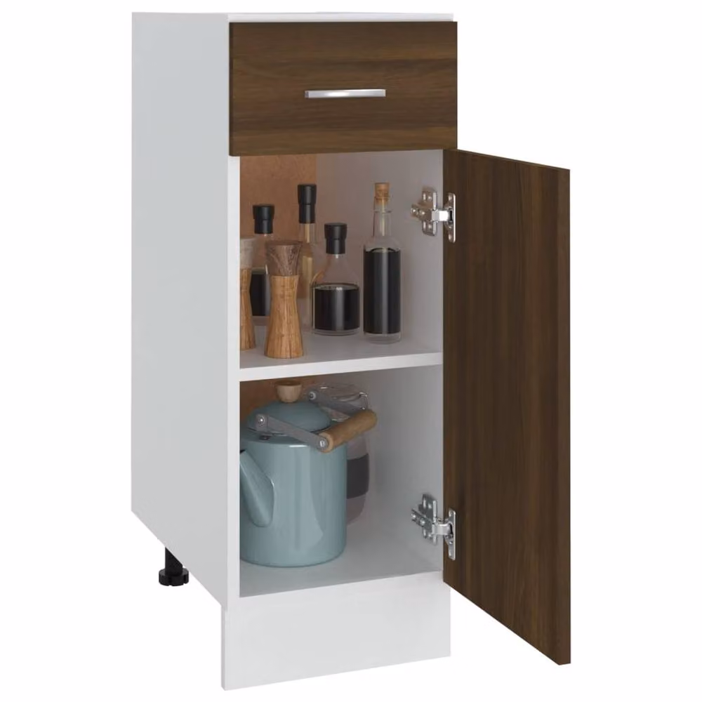 Berkfield Home Modern Brown Oak Kitchen Base Unit with Internal Drawers and Shelves, W/D/H: 30 x 46 x 81.5 cm – 3