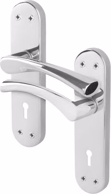 AFIT Novi Chrome Twist Lock Handle Set with Backplate, Metallic Silver, 1 Pair, W/D/H: 15.0 x 17.5 x 15.0 cm