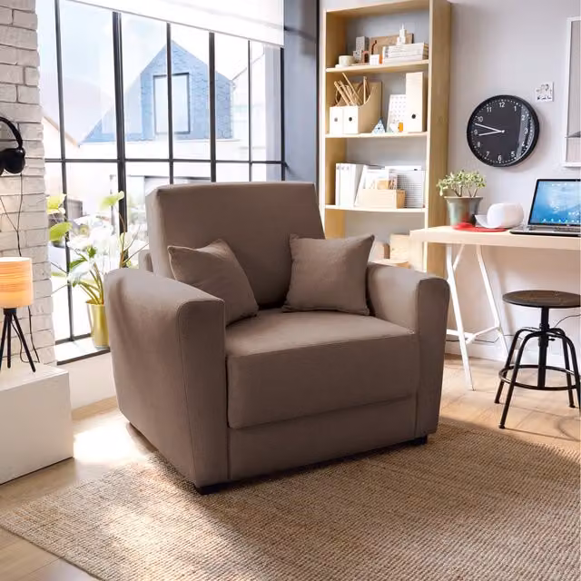Abakus Direct Olly Linen Single Sofa Bed in Brown