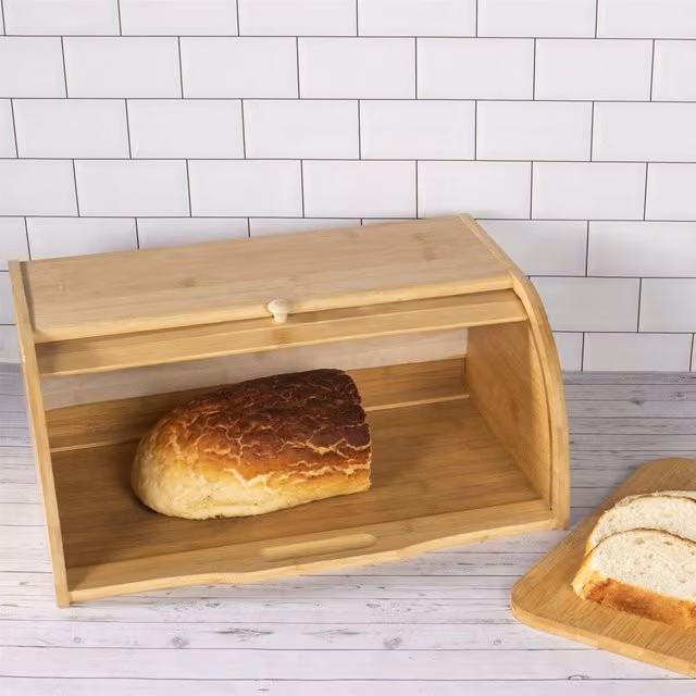 Maison & White Brown Bamboo Roll Front Bread Bin