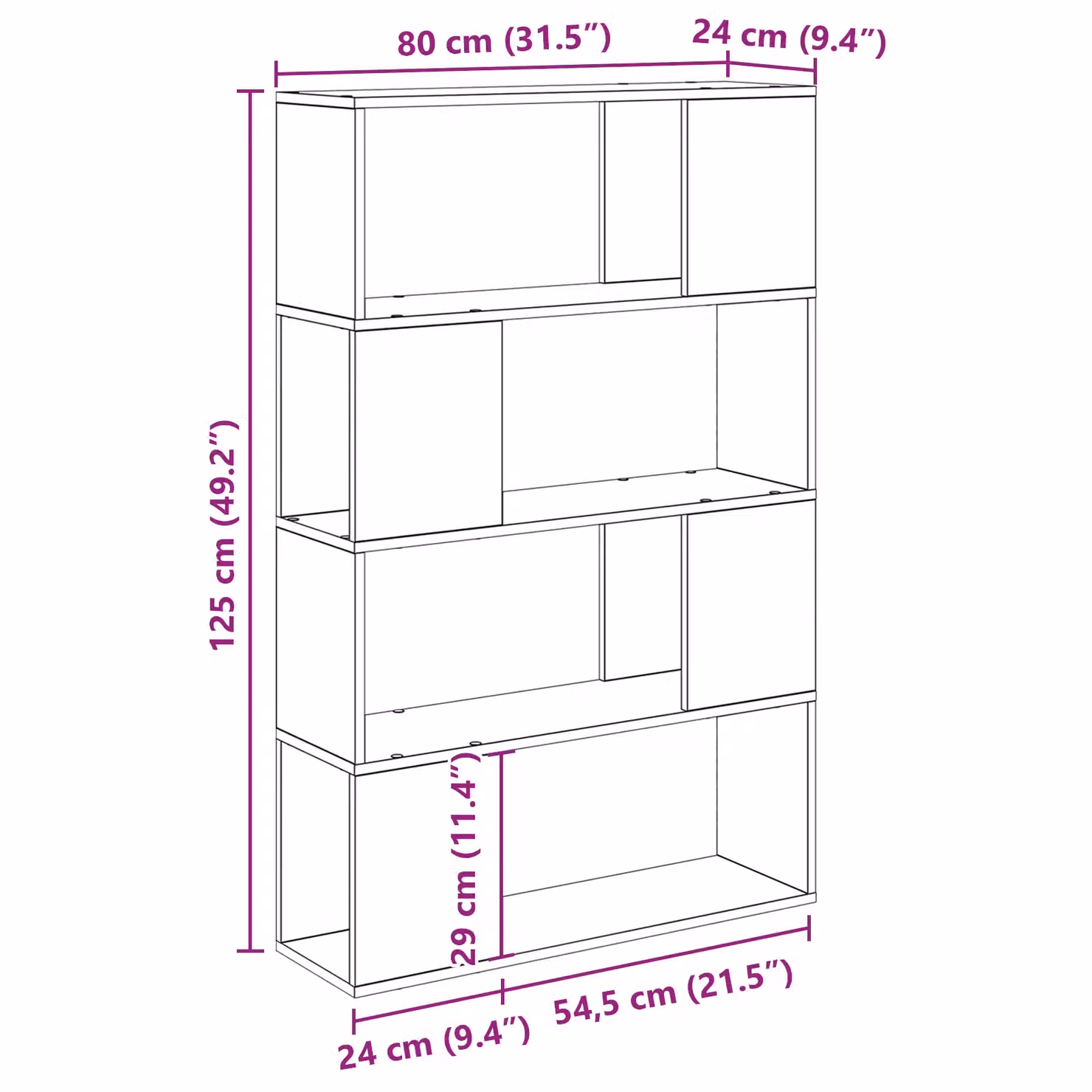 Berkfield Home Entertainment Centre in Black Oak, W/D/H: 80 x 24 x 124 cm – 5