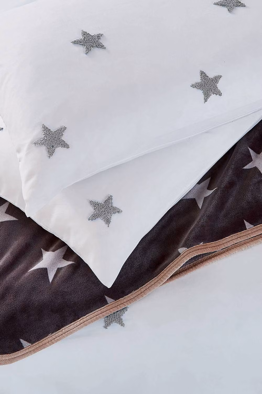 Helena Springfield Tufted Star Reversible Duvet Cover and Pillowcase Set in White and Silver, W: 140 cm, L: 200 cm – 3