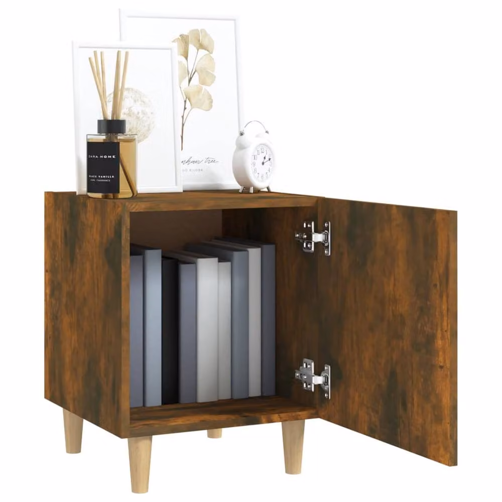 Berkfield Home Set of 2 Smoked Oak Bedside Cabinets in Brown – 5