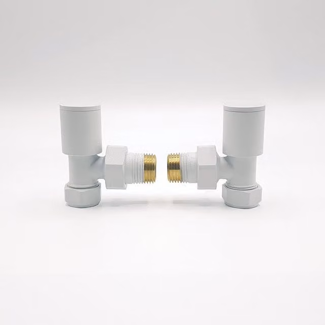 Lux Heat Angled Manual Valve Set in White