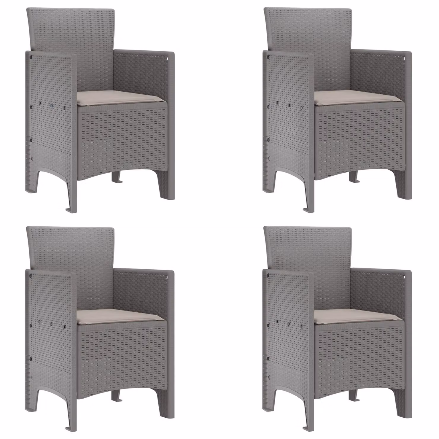 Berkfield Home Set of 4 Modern Garden Chairs with Armrests and Grey Cushions – 2