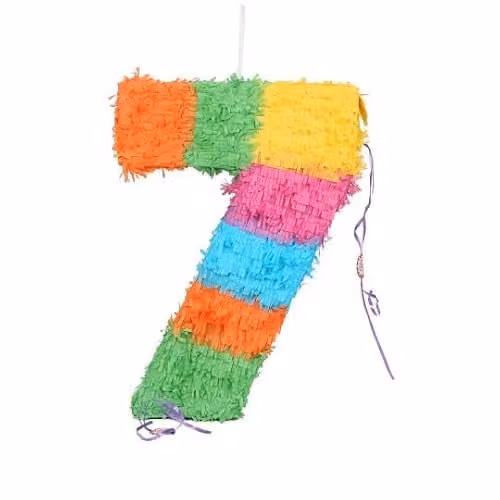 Fax Potato Number 7 Pop-Out Piñata Set with Blue Stick and Blindfold, Multicolour Cardboard Party Decoration – 1