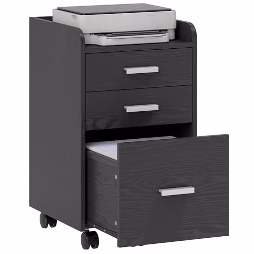 HOMCOM 3 Drawer Filing Cabinet in Black for Home or Office – 1