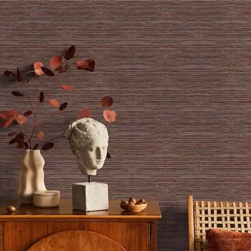 Superfresco Easy Emperor Grasscloth Terra Wallpaper in Orange Plain Textile Texture – 2