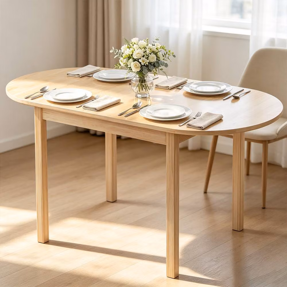 ERGOVEXA Natural Pine Wooden Drop-Leaf Dining Table for 4-6 People, Brown, W/D/H: 120 x 70 x 75 cm – 2