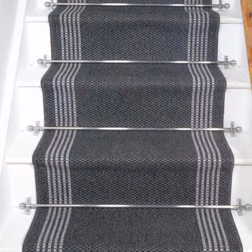 runrug Hardwearing Stair Runner Rug in Grey, W: 66 cm, L: 660 cm