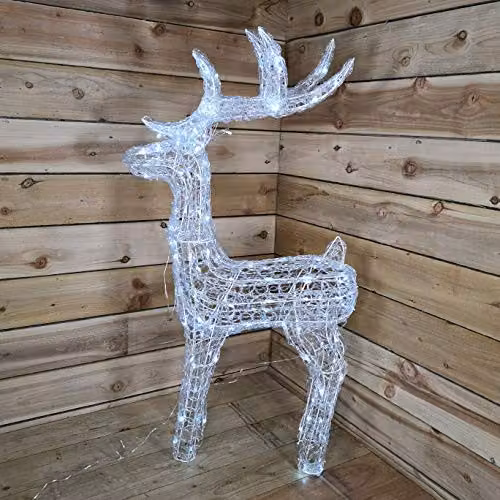 Premier White LED Acrylic Reindeer for Indoor and Outdoor Christmas Decoration – 2