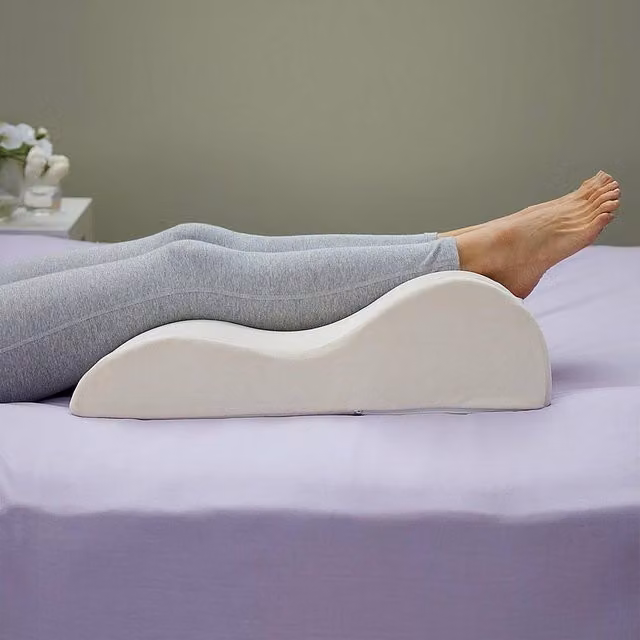 JAVA Wellness Contoured Wedge Leg Elevating Pillow with High Density Foam Support and Removable Cover in White