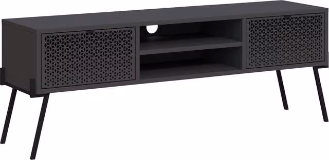 Decortie Naive TV Stand with Abstract UV Pattern in Anthracite Grey, W: 143 cm, D: 51 cm, H: 51 cm