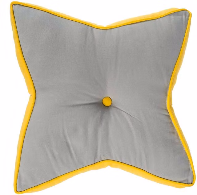 Homescapes Star Floor Cushion in Grey and Yellow
