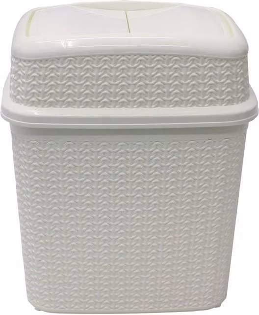 JVL Knit Design Loop Plastic Swing Top Bin, 10 Litre, White, Height: 32.5 cm