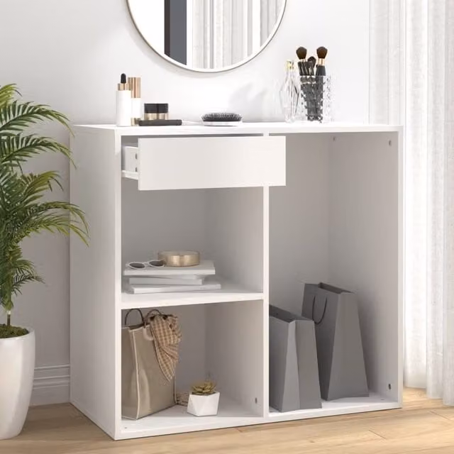 Berkfield Home White Cosmetic Cabinet in Matt MDF, W/D/H: 80 x 40 x 75 cm