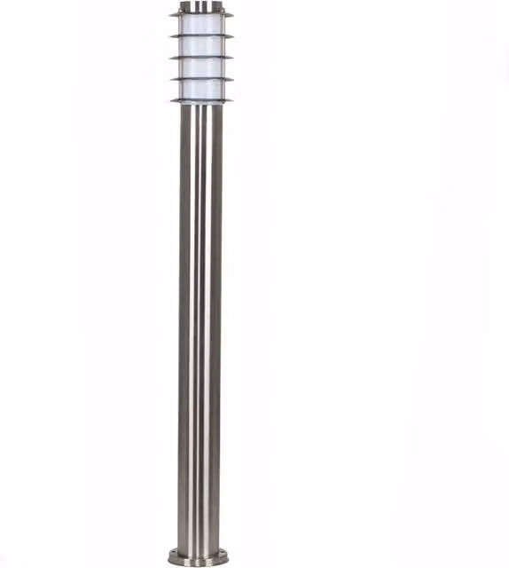 ValueLights Wharf Pair of Silver Stainless Steel Outdoor Bollard Garden Lights, Height: 100 cm
