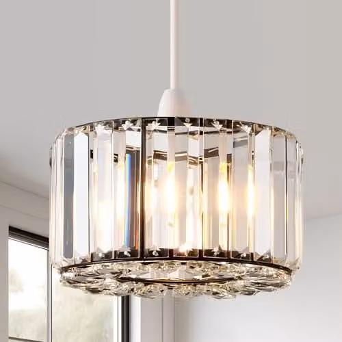 Harper Living Modern Round Pendant Shade, Black and Transparent Glass and Metal, Diameter: 23 cm – 1