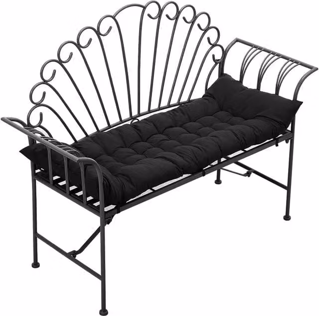 Livingandhome Black Rectangular Bench Recliner Lounge Seat Cushion, Width: 125 cm