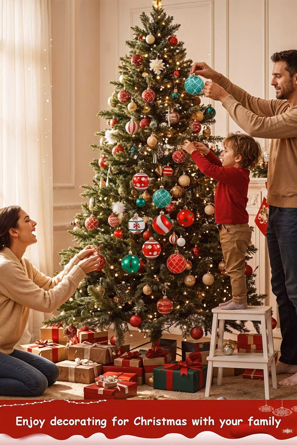 Living and Home 42-Piece Multicoloured Christmas Ornament Set with Glass Baubles and Pinecones – 4