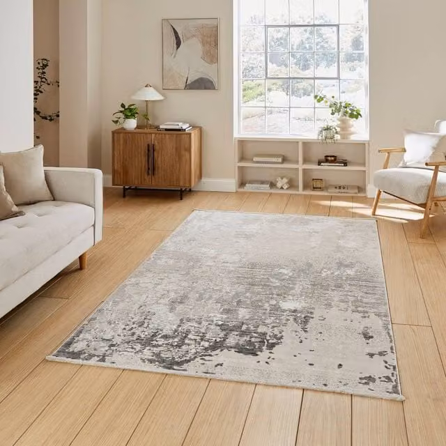 The Rug Shop UK Grey Modern Abstract Stain-Resistant Easy to Clean Rug, W: 200 cm, L: 290 cm