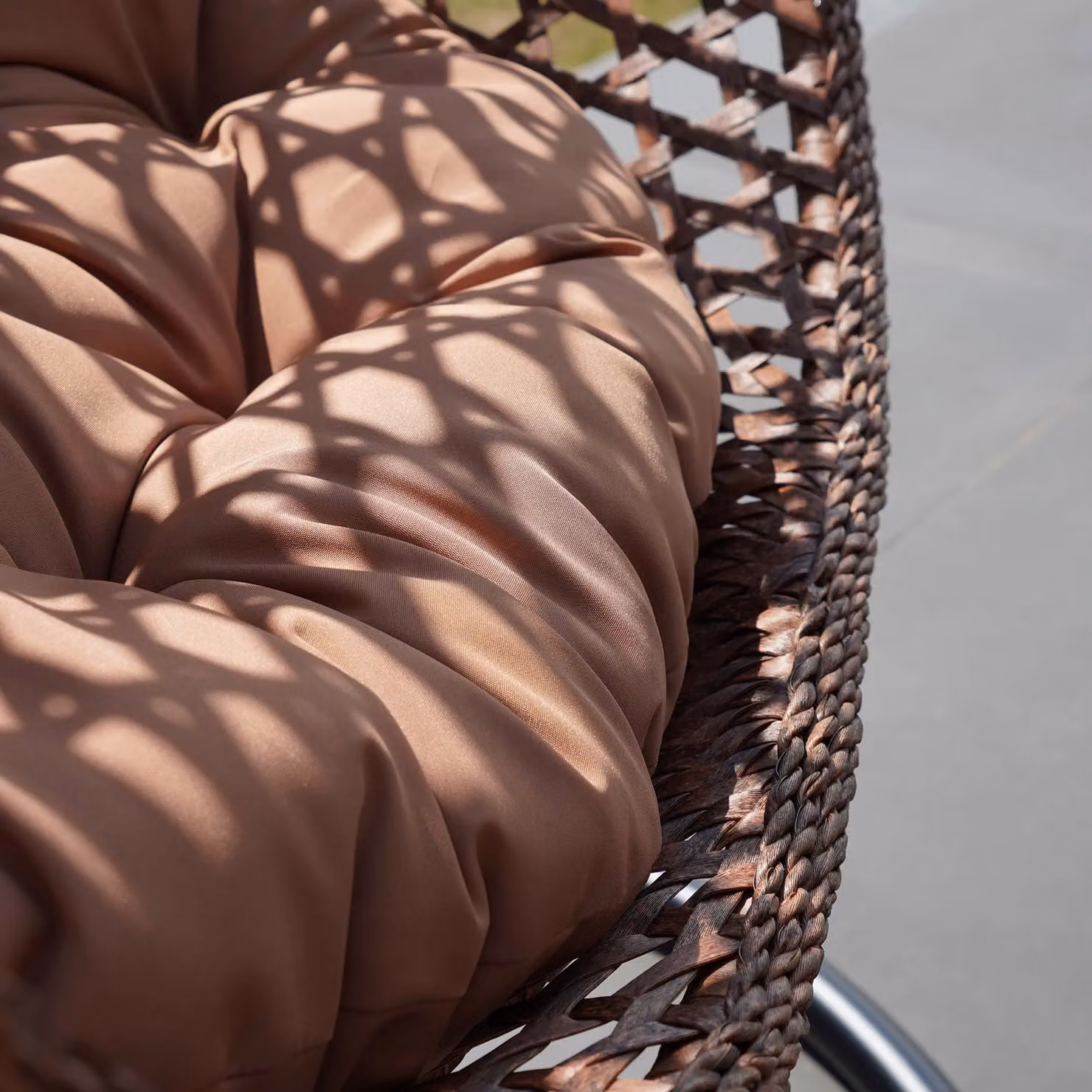 Artemis Home Sunbury Hanging Single Egg Pod Swing Chair in Brown with Metal Stand and Rattan Design – 2