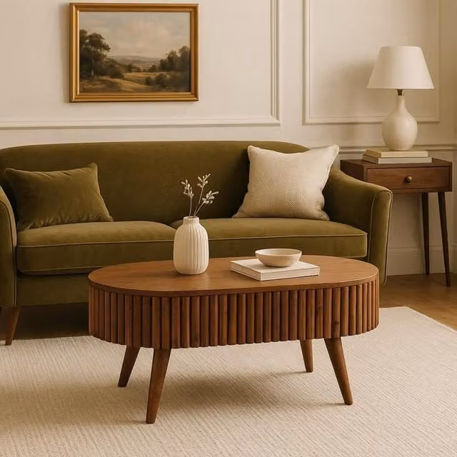 Artisan Furniture Mango Wood Oval Coffee Table in Brown