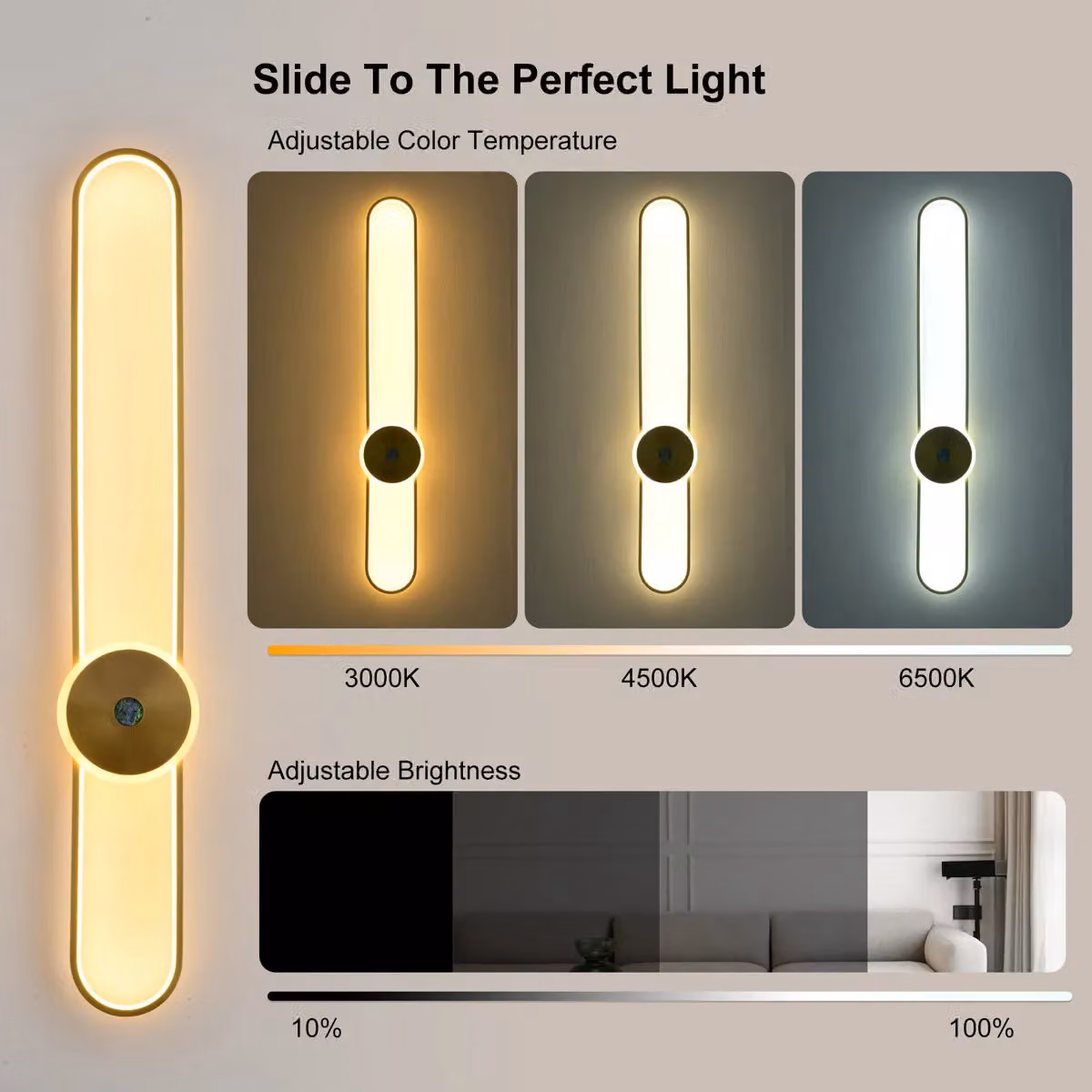 Garwarm Dimmable LED Gold Flush Mounted Oval Wall Sconce – 5