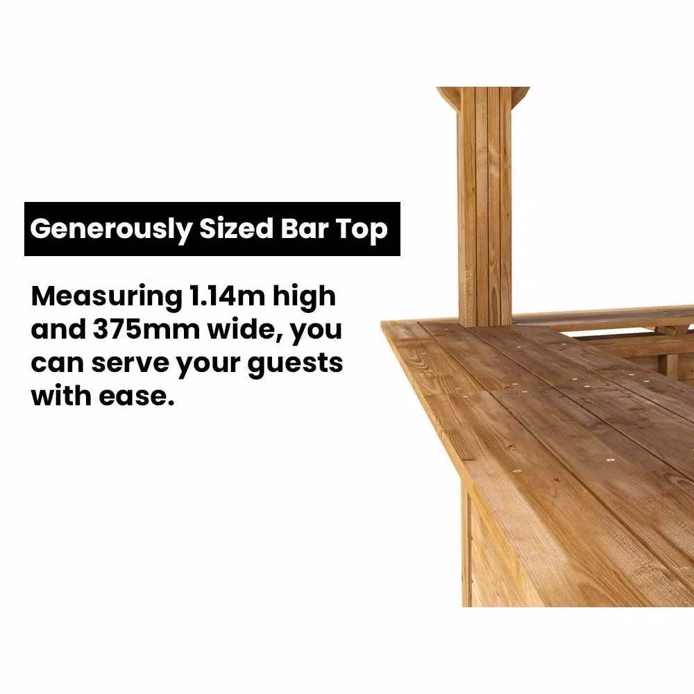 Dunster House Leviathan Wooden Garden Bar Outdoor Pub Shed Back Wall in Brown, W: 600 cm, D: 300 cm – 3