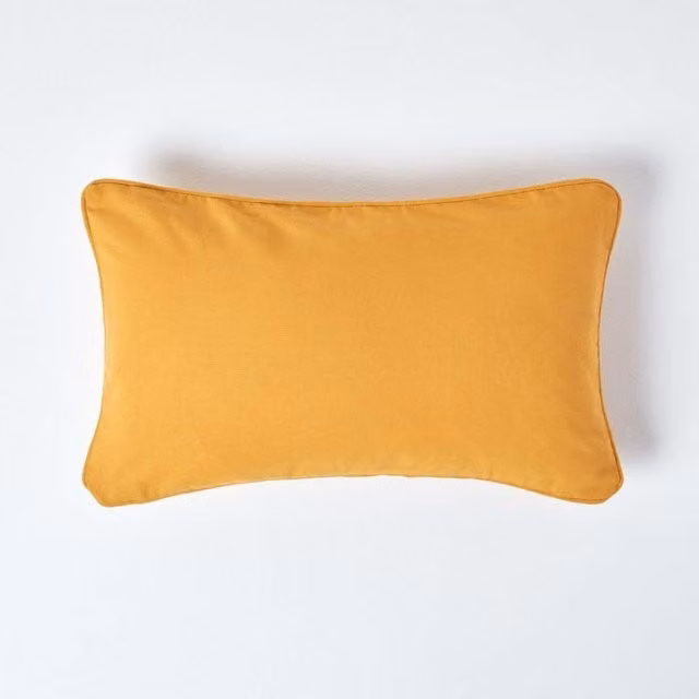 Homescapes Plain Cotton Cushion Cover in Yellow, 50 x 50 cm