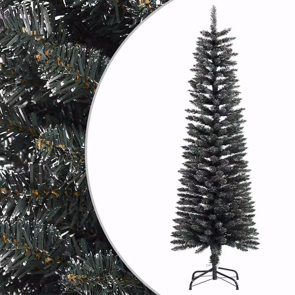 Berkfield Home Artificial Slim Christmas Tree in Green with Stand, Height: 150 cm – 2