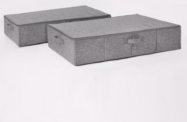 OHS Foldable Underbed Storage Bag in Grey Fabric with Handles