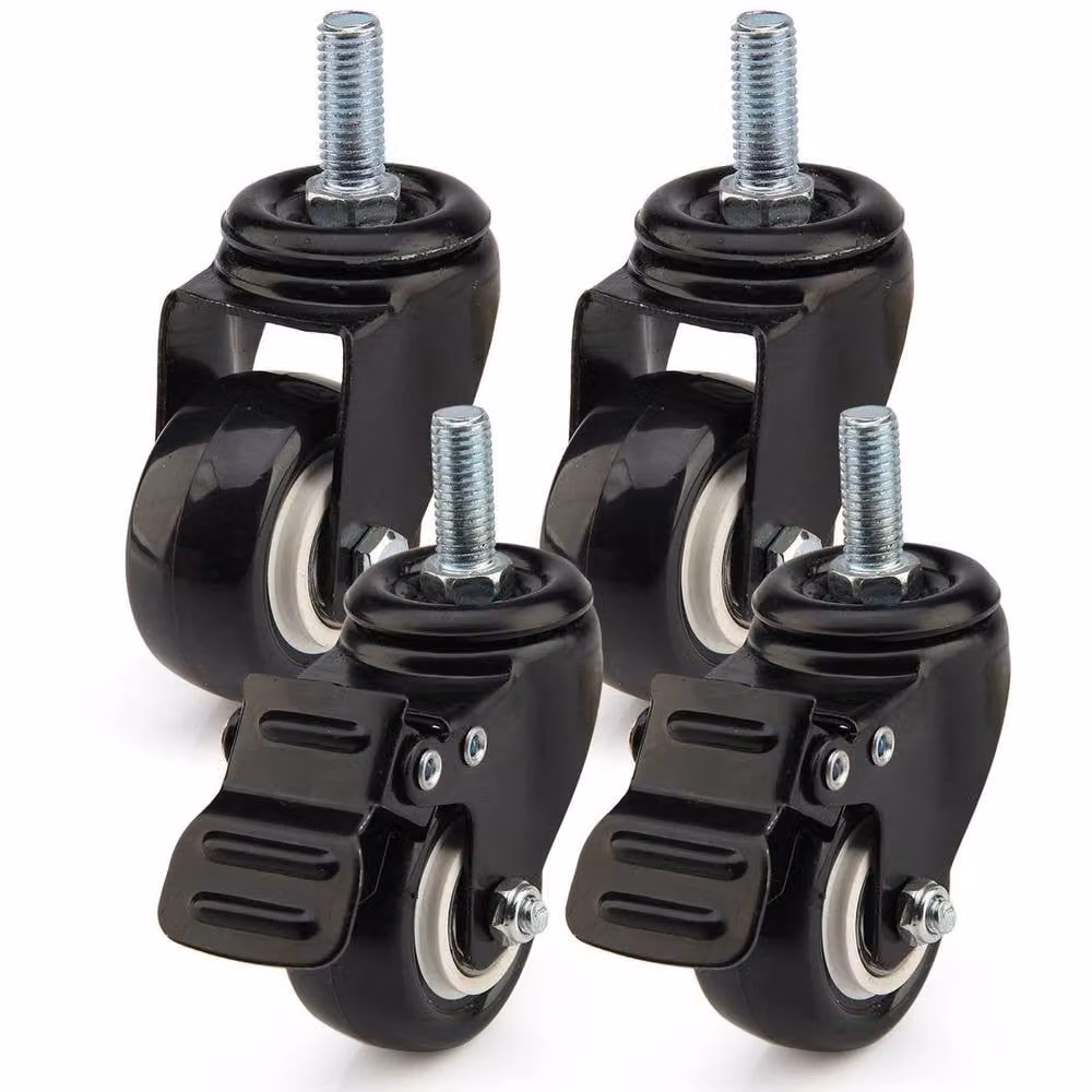 FLAVORA 4 Pack Black Polyurethane Swivel Castor Wheels 50mm – 3