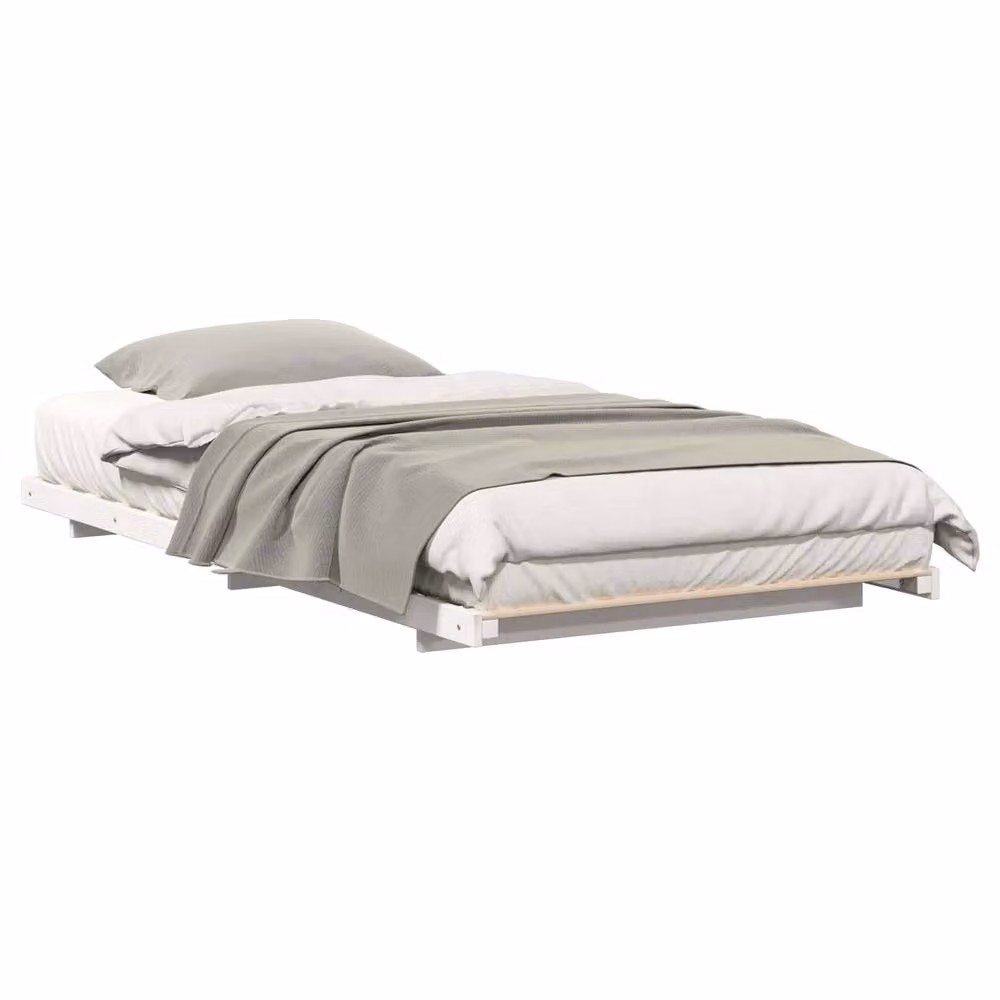 Berkfield Home White Solid Pine Wood Bed Frame W: 80 cm, L: 210 cm – 2