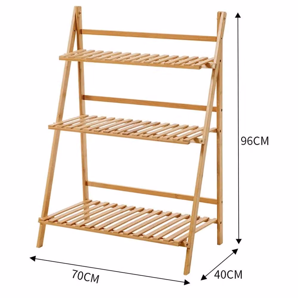 EONLION Modern 3-Tier Wooden Ladder Plant Stand in Brown – 2