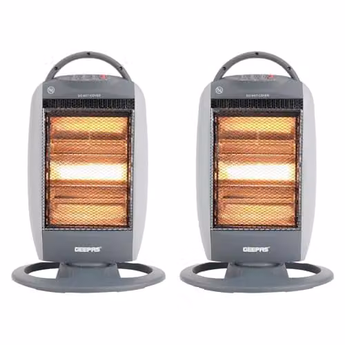 Geepas 1200W Halogen Infrared Portable Heater in Grey, Pack of 2